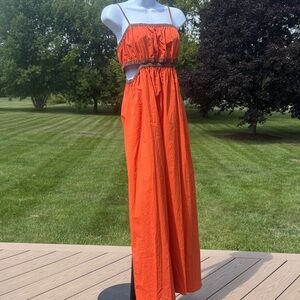 Forever 21 Orange Maxi Dress with cutouts and Spaghetti Straps